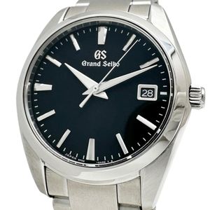 二手精工 Grand Seiko SBGX261/9F62-0AB0 Heritage 系列男士不锈钢石英腕表，黑色表盘，银色表带