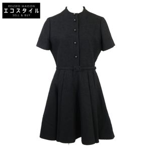 Christian Dior [Excellent Condition/Domestic Authentic] 421R66A1761 Wool and Cotton Belted Boucle Short Dress, Size 38 [Pre-owned]