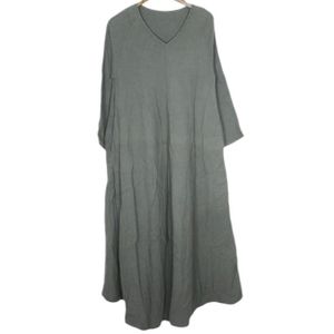 Pilgrim Surf+Supply 20AW Gauze Long Dress, V-neck gauze long dress, 37-26-0168-879, CHARCOAL GRAY, BEAMS dress, top. Pre-owned. [Pilgrim Surf+Supply]