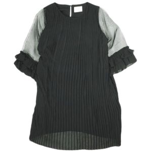 CAROLINA GLASER Chiffon Pleated Dress, 62-26-0060-286, One Size, Black, BEAMS Tops. Pre-owned.