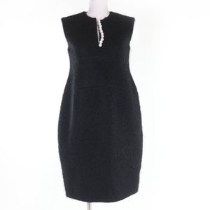 Excellent condition YOKO CHAN YCD-319-552 wool, mohair, and faux pearl sleeveless dress, black, size 38, authentic, made in Japan, women's