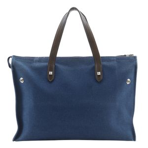 二手爱马仕 Kavasmira PM 手提包，Medor 五金，帆布，2008 年，海军蓝，L 码，A4 尺寸，拉链，男女通用。
