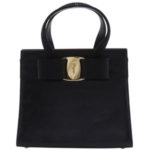 二手Salvatore Ferragamo Ferragamo Vara RIBON手提包，两用单肩包 BA21 4178，黑色小牛皮。可斜挎、单肩或手提。两用设计。A5 尺寸。磁扣开合。女士款。
