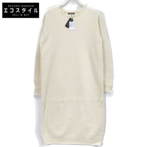 Barneys New York Ivory Frill Collar Wool Knit Dress Size F [Pre-owned]
