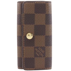 二手LOUIS VUITTONMulticles 4 钥匙包，4 环，N62631，Damier 帆布，2015 年，棕色，TS1145，按扣，男女通用。
