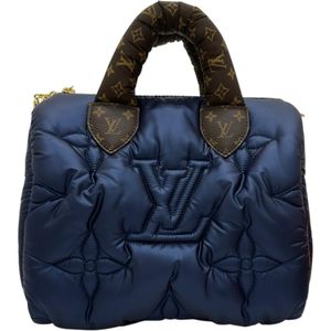 二手LOUIS VUITTONLV Pillow Speedy Bandouliere 25 M21061 单肩包，带 RFID 标签，尼龙材质，金属蓝/ブラウン/金色五金，女士款