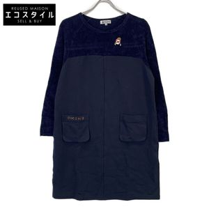 Piccone P319915 Navy Mixed Material Dress, Size 38 (Pre-owned)