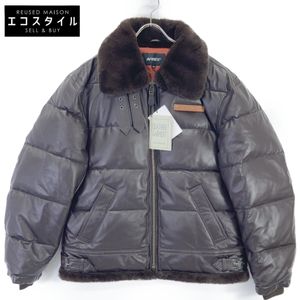 Avirex 783-3250066 Dark Brown Sheepskin B-3 Leather Flight Down Jacket, Size XL (Pre-owned)