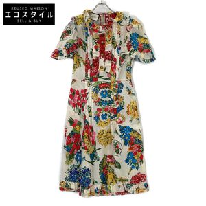 Gucci 453982 2016 Ivory Flower Print Pearl Button Shirt Dress, Size 38 [Pre-owned]