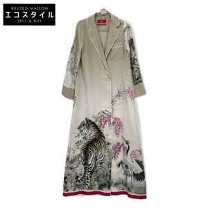 Forestless Sleeper Beige Silk Tiger Crane Print One-Piece, Size S (Pre-owned)