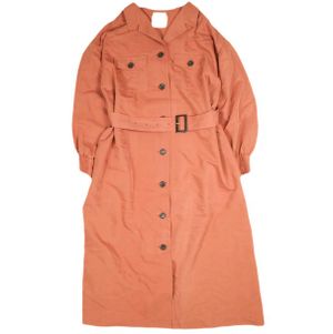 Ray BEAMS Safari Shirt Dress 63-26-0500-928 One Size Brick Long Sleeve Dress Top [Pre-owned] [Ray BEAMS]