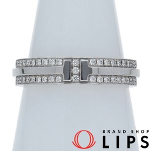 Tiffany T Narrow Pavé Diamond Ring 60151464 (#14) D: 0.47ct (#14 Width: approx. 0.4cm) 18K White Gold Polished Excellent Condition [Pre-owned]