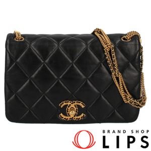 二手香奈兒 19 鏈條單肩背包 AS3386，羊皮，黑色。