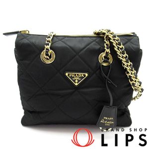Pre-owned Prada ReNylon Chain Shoulder Bag 1BG468, Black (NERO).