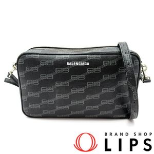 Pre-owned Balenciaga BB Monogram Camera Bag 702723 PVC Women's Shoulder Bag in Black