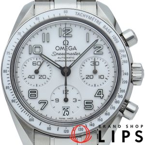 Omega Speedmaster Chronograph 38mm Speedmaster Date Automatic 324.30.38.40.04.001, box and warranty card included, stainless steel men's watch, white, polished, excellent condition [Pre-owned]
