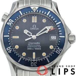 Pre-owned Omega Seamaster 300M Automatic 36mm (2551.80) with warranty, stainless steel men's watch, blue, polished, excellent condition.