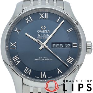 Omega De Ville Hour Vision Master Co-Axial Annual Calendar 41mm 433.10.41.22.03.001 Stainless Steel Men's Watch Blue Polished Excellent Condition [Pre-owned]