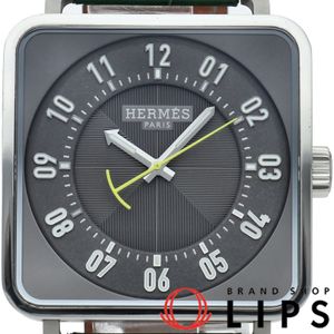 Pre-owned Hermès Kare Ash 38mm Automatic Watch, T12.710, Warranty Card, Stainless Steel/Leather Men's Watch, Gray, Polished, Excellent Condition