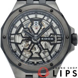Edox Delfin The Original Mecano Automatic 43mm Watch 85303-357GN-NGN. Includes box and warranty card. Stainless steel/rubber men's watch. Transparent finish. Excellent condition. [Pre-owned]