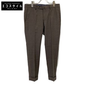 PT Torino Brown Wool Stretch Super Slim Fit No-Pleats Slacks, Size 46 (Pre-owned)