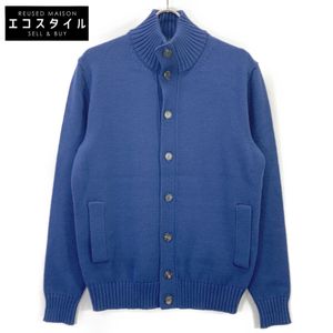 Zanone 810100 ZR229 Blue 5-Gauge Wool Stand Collar Knit Cardigan, CHIOTO Slim Fit, Size 48 (Pre-owned)