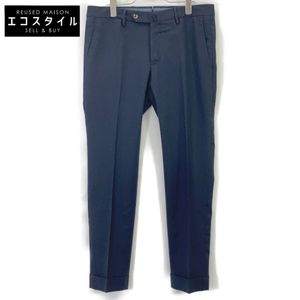 PT Torino Navy Wool Stretch Super Slim Fit No-Pleats Slacks, Size 46 (Pre-owned)