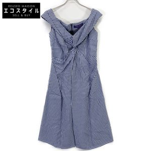 Ralph Lauren Purple Label 290707860001 Blue Rayon Gingham Check Dress 4 [Pre-owned]