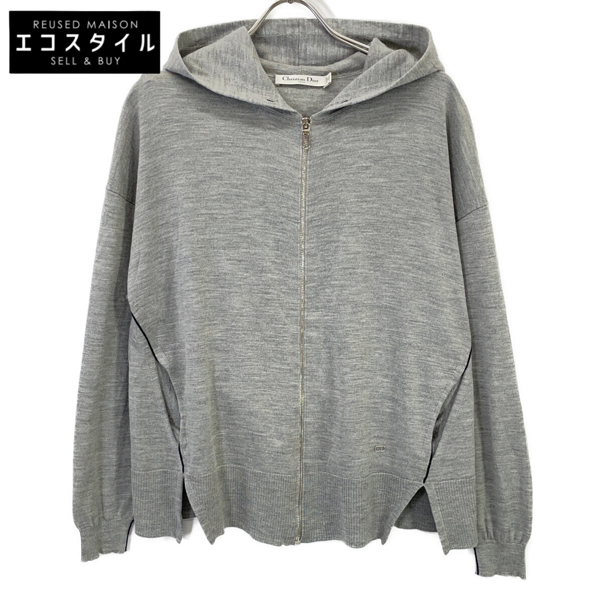 Christian Dior クリスチャンディオール  5E24163AM563 ｸﾞﾚｰ CDﾛｺﾞ金具 ｳｰﾙｼﾙｸ ﾊﾟｰｶｰ 36 クリスチャンディオール 5E24163AM563 ｸﾞﾚｰ CDﾛｺﾞ金具 ｳｰﾙｼﾙｸ ﾊﾟｰｶｰ 36