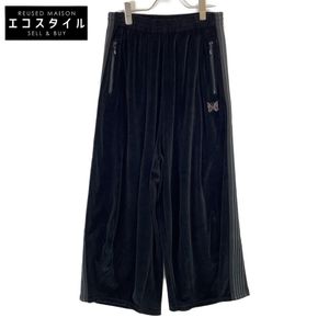 Needles BEAMS BOY Exclusive RW1561 Black Papillon Embroidered Velour Hemless Pants / Velour HD Pants (Unmarked) [Pre-owned]