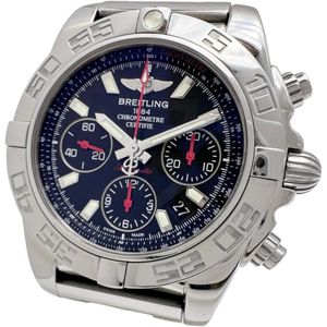 BREITLING/ Breitling AB0141 Chronomat 限量版 2000 枚 镂空底盖 不锈钢自动机械表 黑色表盘 银色表带 男士 [二手]