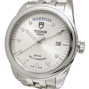TUDOR56000 全新（未使用）魅力日历腕表，镶嵌 10 颗钻石，含表盒和保修卡，不锈钢自动机械表，银色表盘和银色表带，男士 [二手]