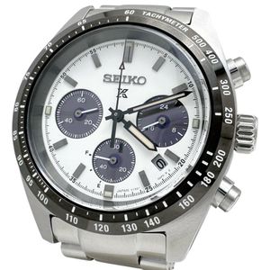 二手精工 (SEIKO) SBDL085/V192-0AF0 计时男士腕表，不锈钢表壳，太阳能动力，黑/白表盘/银色表带