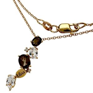 bliss 棕色/透明宝石钻石项链，18K 玫瑰金，2.7克，45厘米，女士款 [二手]
