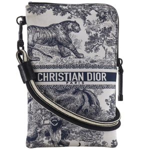 二手 Christian Dior Dior 旅行多功能肩包，Toile de Jouy 印花，尼龙材质，黑/白配色，拉链款，女士款。