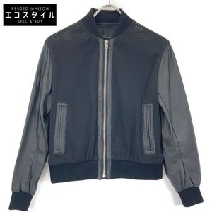 Lotus [x ADORE] Black Leather Sleeve Mesh Blouson, Size 40 (Pre-owned)