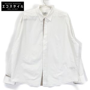 Hermès 21AW 12-5607 White and Gray Cotton Serie Cuff Button Regular Color Oversized Shirt, Size 40 [Pre-owned]