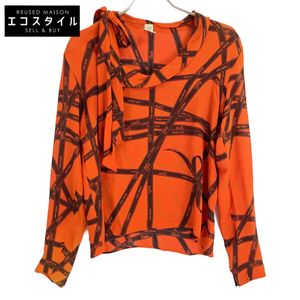 Hermès Margiela period Bordeaux ribbon silk bow tie blouse, size 34 [pre-owned]