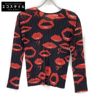 Pleats Please Black/Red Lip PP53-FK371 Crew Neck Tops 3 [Used]