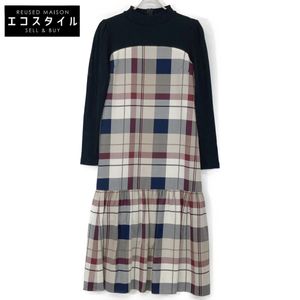 Blue Label Crestbridge Beige Checked Beige Color Pencil Telecom Combination Dress 36 [Used]