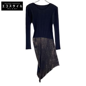 Pleats Please Black/Gold PP03-JH793 Long Sleeve Transformed Dress 5[Used]