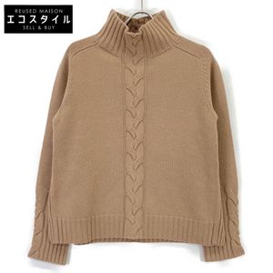 S max Mara 93660623 Wool and Cashmere Cable Knit High Neck Slit Knit, Size M [Pre-owned]