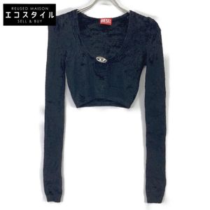 Used Diesel A12411 Black M-Cheryl Cropped Knit Sweater Tops, Size XS