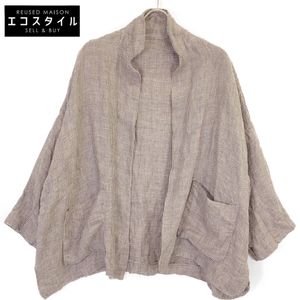 Daniela Gregis Brown 100% Linen Houndstooth Side Slit Oversized Jacket (Unmarked) [Pre-owned]