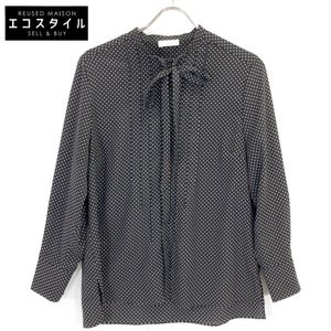 Ballsey Black Mini Dot Print Slim Bow Tie Blouse, Size 36 (Used)