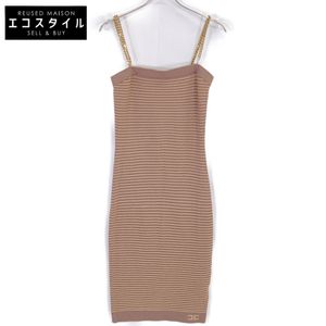 Elisabetta Franchi AM91S22E2 Brown Knit Sheath Dress, Size 42 (Used)