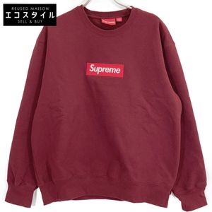 Pre-owned Supreme 22AW Burgundy Box Logo Crewneck, Size M