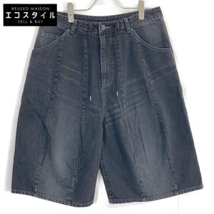 Needles BEAMS Exclusive 25SS QV1523 Washed Black Knee-Delta Baggy Shorts, Half Denim, HD Buggy Shorts, Size S (Pre-owned)