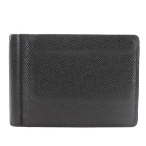 Pre-owned LOUIS VUITTON Portefeuille Pance bifold wallet with money clip, M62978, Taiga Noir, black, open, men's.