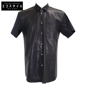 Pre-owned Chrome Hearts x COMME des GARÇONS CDG-CH05 Cross Ball Button Leather Trim Short Sleeve Shirt, Size L